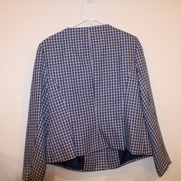 NEW Giorgio Sant’ Angelo blue and white knit bow accent woman’s coat size 18 - Picture 9 of 9